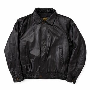 Vintage Gio-Armand Black Leather Bomber Jacket Mens Medium Italy